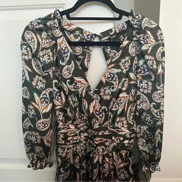 Maje Isley Wrap-effect Printed Satin Playsuit- Size 36; Like New without tags - Picture 4 of 16